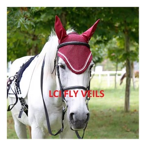 Cache-oreilles en crochet personnalisable de haute qualité pour chevaux de course, voile anti-mouches équin souple pour l'équitation par LCI - Product Image 4