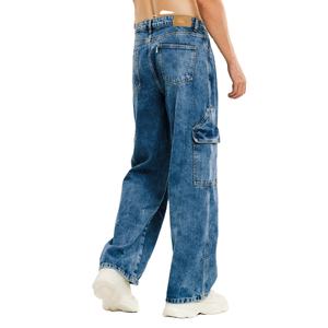 กางเกงยีนส์ขากว้างผู้ชายคุณภาพสูง ระบายอากาศได้ดีสำหรับฤดูร้อน รับสกรีนโลโก้ กางเกงยีนส์ลายปะติดสำหรับผู้ชาย - Product Image 3