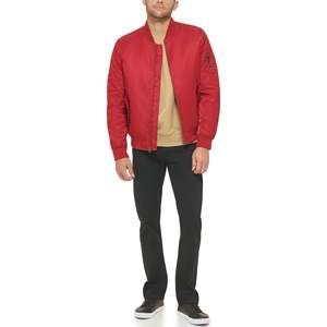 Veste bomber varsity pour homme, imperméable et coupe-vent, avec logo personnalisé brodé, en tissu de soie et satin, très vendue - Product Image 3