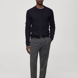 Nouveaux pulls respirants pour hommes, pull-over d'hiver ample, couleur unie, col rond, manches longues, pulls personnalisés pour hommes, mélange de coton basique - Product Image 4