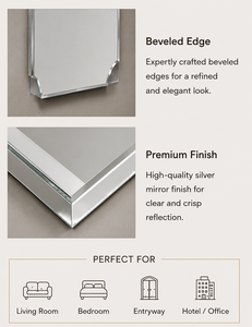 Frameless <b>Wall</b> <b>Mirror</b> <b>Rectangle</b> Design Decorative <b>Mirror</b> <b>for</b> Bathroom Bedroom Living Room Modern Stylish <b>Wall</b> Mounted 17*45 Inch - Product Image 3