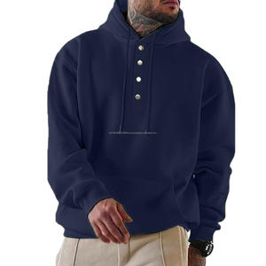 Autumn new men's clothes 400 GSM Heavyweight Oversize women hoodie Streetwear button <b>down</b> pullover Sweatshirt Hoodies - Product Image 6