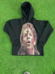 Sweat-shirt à capuche unisexe noir surdimensionné avec impression frontale par sublimation, style décontracté en polyester tricoté, collection automne, prix de gros - Product Image 4