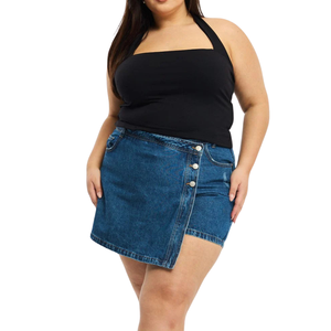 Échantillon gratuit Jupe en jean grande taille pour femmes Vente en gros Tissu personnalisable Meilleure qualité - Product Image 2