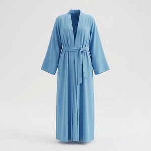 Conjunto de Abaya Negra con Hiyab, Abayas de Alta Calidad para Mujeres Musulmanas, Túnica Islámica, Abierta por Delante, Largo Maxi, Prenda Elegante - Product Image 1