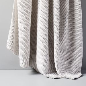 100% Cotton Knitted <b>Throw</b> Blanket Soft Breathable Solid Four Seasons Decorative Sofa <b>Couch</b> Custom OEM Wholesale - Product Image 5