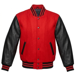 Chaqueta Varsity Negra para Hombre, de Poliéster/Algodón, con Mangas de Satén y Botones Cubiertos, Abrigo de Otoño Antibacterial, Transpirable, de Secado Rápido y Grueso - Product Image 3