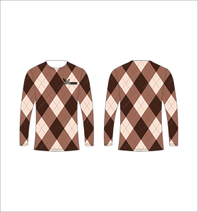 Maillot de sport personnalisé à manches longues en sublimation, léger, avec motif Argyle marron et beige – Fournisseur de vêtements en gros - Product Image 1