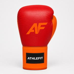 Gants de boxe en cuir Athlefit à lacets, rouge et orange, respirants, équipement d'entraînement pour adultes, logo personnalisé - Product Image 3
