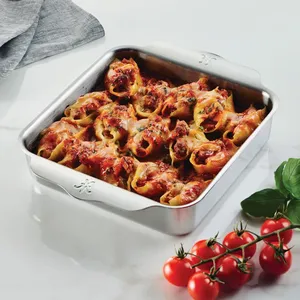 Square Stainless Steel Casserole Dish With Decorative Handles Durable Oven Safe All <b>Stove</b> Types Minimalist Design - Product Image 5