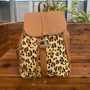 Sac à dos grande capacité de voyage en cuir véritable imprimé animal avec cordon de serrage pour femmes sac à dos en cuir de vachette pour étudiant fille garçon - Product Image 3