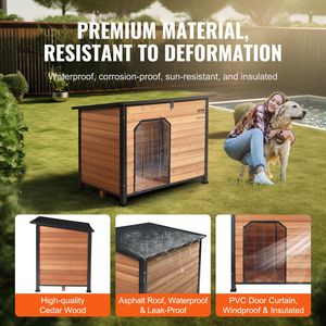 Medio-grande casa per cani all'aperto con pavimento sopraelevato impermeabile Anti-morso legno e ferro telaio tetto aperto Design per animali domestici - Product Image 4