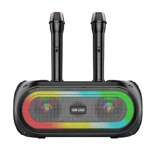 Großhandel Cool RGB Light Tragbarer Bluetooth Karaoke Lautsprecher Drahtloses Mikrofon Heimkino system für Heimkino DJ KTV