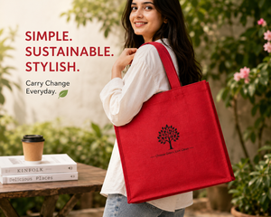 Red Laminated Jute Rope Handle Eco-Friendly Reusable Wedding Shopping Tote <b>Bag</b> with Custom Logo for Wholesale - Product Image 6