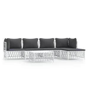 Set Lounge da Giardino Bianco e Grigio Scuro - Product Image 2