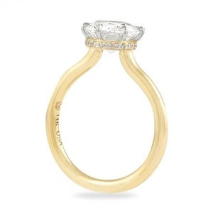 Classic 6 Claw Prong Round <b>Diamond</b> Engagement <b>Ring</b> High Quality 14K Gold TwoTone Solitaire Wedding <b>Ring</b> Direct Factory Wholesale - Product Image 4