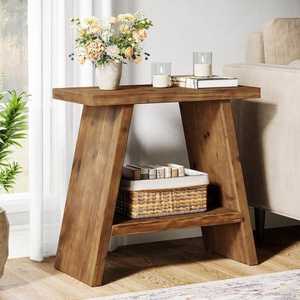 A-Frame Modern Solid Wood <b>Console</b> <b>Table</b> with Storage Shelf Easy to Clean Stable for Living Room Bedroom & Hotel - Product Image 3