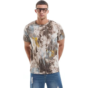 T-shirt col rond pour homme – T-shirt décontracté à coupe ajustée avec imprimé graphique, manches courtes, streetwear élégant pour homme - Product Image 4