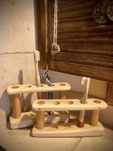 Custom Design <b>Wooden</b> <b>Toothbrush</b> <b>Holder</b> Bamboo Wood Bathroom Storage Organizer for Home Hotel Washroom - Product Image 2