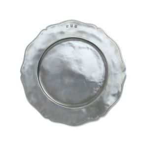 จานรองอาหารโลหะสีเงินแบบโบราณ ขอบหยัก สำหรับตกแต่งงานแต่งงาน - Product Image 1