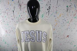 Sweat-shirts JESUS à col montant 450 GSM, broderie personnalisée avec nom, coupe ample et carrée, 100% coton molletonné French Terry - Product Image 5
