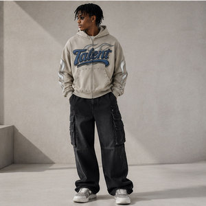 Sweat à capuche imprimé de qualité supérieure par le fabricant, design unique, fermeture éclair, impression puff, fabriqué en usine, prix bas, sweats à capuche pour hommes. - Product Image 3