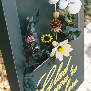 Anniversaire fiançailles arrangement guide signe simple boîte à fleurs en trois dimensions PVC fond mariage signe de bienvenue - Product Image 3