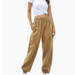 Women's High Waist Drawstring Harem <b>Pants</b> Solid Color Knitted Cotton Loose Fit Casual Full Length Breathable Autumn Wear - Product Image 4