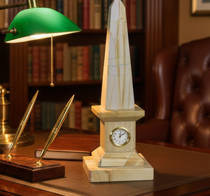 Reloj de Escritorio de Lujo con Obelisco de Jaspe - Reloj de Torre de Piedra Natural Hecho a Mano para Decoración Elegante de Oficina y Regalo Ejecutivo - Product Image 4