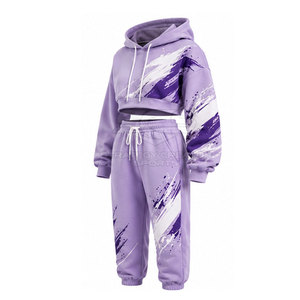 Conjunto de sudaderas cortas para mujer con diseño a juego, tela cómoda y sensación ligera para atuendos casuales y deportivos. - Product Image 6