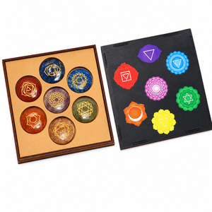 Hot Selling Spiritual Meditation Healing <b>Crystals</b> Eco-Friendly Engraved 7 <b>Chakra</b> Point <b>Chakras</b> Tumbled Stone Box <b>Set</b> - Product Image 1