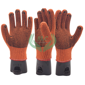 Guantes de seguridad de algodón naranja Premium antiestáticos/antideslizantes punteados tejido de punto ajuste fuerte para construcción/industrial/jardinería - Product Image 4