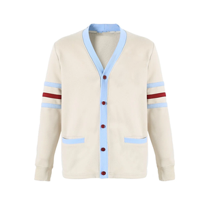 Kankakee for Wool Cashmere V Neck Winter Fleece <b>Cardigan</b> Knit Sweater Front <b>Pockets</b> Embroidered Logo Patch Soft Cozy Style - Product Image 1