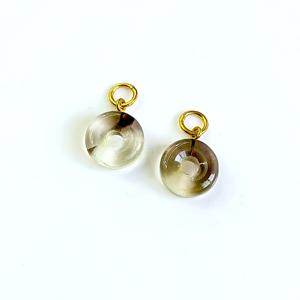Colgante de piedra preciosa tallada en forma de donut de limón natural Bio, 15 mm, chapado en oro, colgante suelto para la fabricación de joyas. - Product Image 3