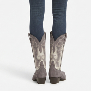 Botas Vaqueras de Cuero Bordadas para Mujer, Botas Vaqueras de Cuero con Logotipo Personalizado, Botines Vaqueros de Cuero Genuino de Alta Calidad - Product Image 3