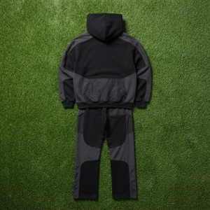 Mens <b>Black</b> Color Block Tracksuit Set <b>Zip</b> Up <b>Hoodie</b> Jogger Pants Custom Streetwear Sportswear Matching Outfit - Product Image 6