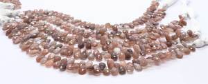 Perles de pierre de lune naturelle AAA chocolat, facettées en forme de poire, 5x7 MM, brin de 8 pouces - Product Image 3