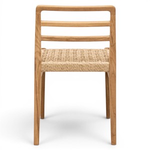 Silla de Comedor de Madera de Teca Sólida Estilo Japandi al por Mayor con Asiento de Cuerda Tejida, Silla Nórdica Minimalista para Proyectos de Restaurantes y Hoteles, Fabricante - Product Image 4