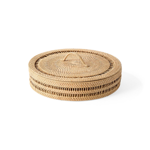 New Arrival Rattan Placemat Holder Round <b>Box</b> With Lid Eco Friendly Table Organizer Wholesale Bulk Supplier <b>Kitchen</b> <b>Storage</b> - Product Image 1