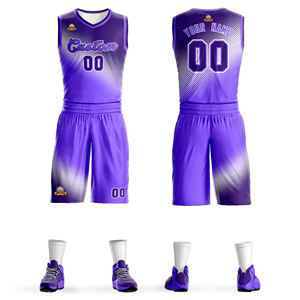 Uniforme de basket-ball personnalisé en gros par sublimation, vêtements de sport de haute qualité, noms et numéros personnalisés, respirant, polyester écologique - Product Image 1