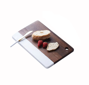 Round Wooden Chopping Board With Marble Inlay And Handle For <b>Kitchen</b> Use Handmade Cutting Board On Sale - Product Image 5