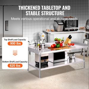 Tavolo da Lavoro Professionale in Acciaio Inox 30 X 60 X 26 Pollici, Banco di Preparazione per Cucina Commerciale con 3 Lati Rialzati - Product Image 3