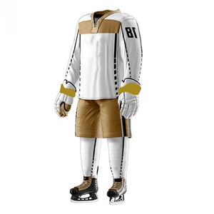 Uniforme de Hockey sobre Hielo para Hombre, Jersey de Manga Larga con Malla, Pantalones Cortos con Cintura Elástica, Impresión Sublimada, Absorbe la Humedad, Corte Holgado, Cuello en V - Product Image 2