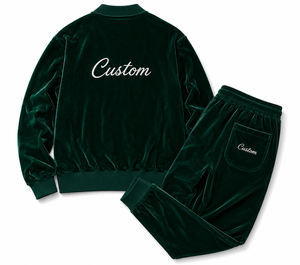 Custom Women Velvet Tracksuit Set Luxury Velour <b>Zip</b> <b>Up</b> <b>Jacket</b> Wide Leg Pants Casual Two Piece Lounge Wear Outfit - Product Image 2