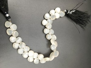 Chaîne de pierres de lune blanches naturelles en forme de cœur, perles de pierres de lune de 5-6 mm, 8 pouces, pour la fabrication de bijoux - Product Image 2