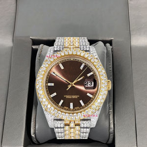 Entirely Hand-Set Bust Down Diamond <b>Watch</b> for Men Shimmering Moissanite Analog <b>Watch</b> Elegant Moissanite <b>Watch</b> with Sunburst Dial - Product Image 1