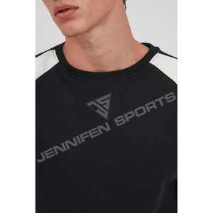 High Quality 300 GSM Blank Heavy Fleece <b>Neutral</b> Neck Drop Shoulder Winter Sports Wear Sweatshirt Custom Logo Men's Crewneck - Product Image 4