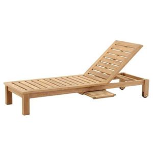 Chaise longue en teck, best-seller, au design simple et moderne, idéale pour l'utilisation au bord de la piscine. - Product Image 1