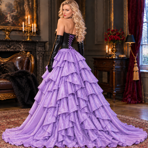 Combinaison en cuir gothique, jupe de cosplay Reine des vampires, corset, veste et jupe en soie, tenue de luxe - Product Image 4