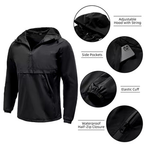 New Design Custom Waterproof Outdoor Windbreaker Half Zipper <b>Jacket</b> Hooded 100% Polyester Motorcycle Black <b>Men</b> <b>Jackets</b> - Product Image 2